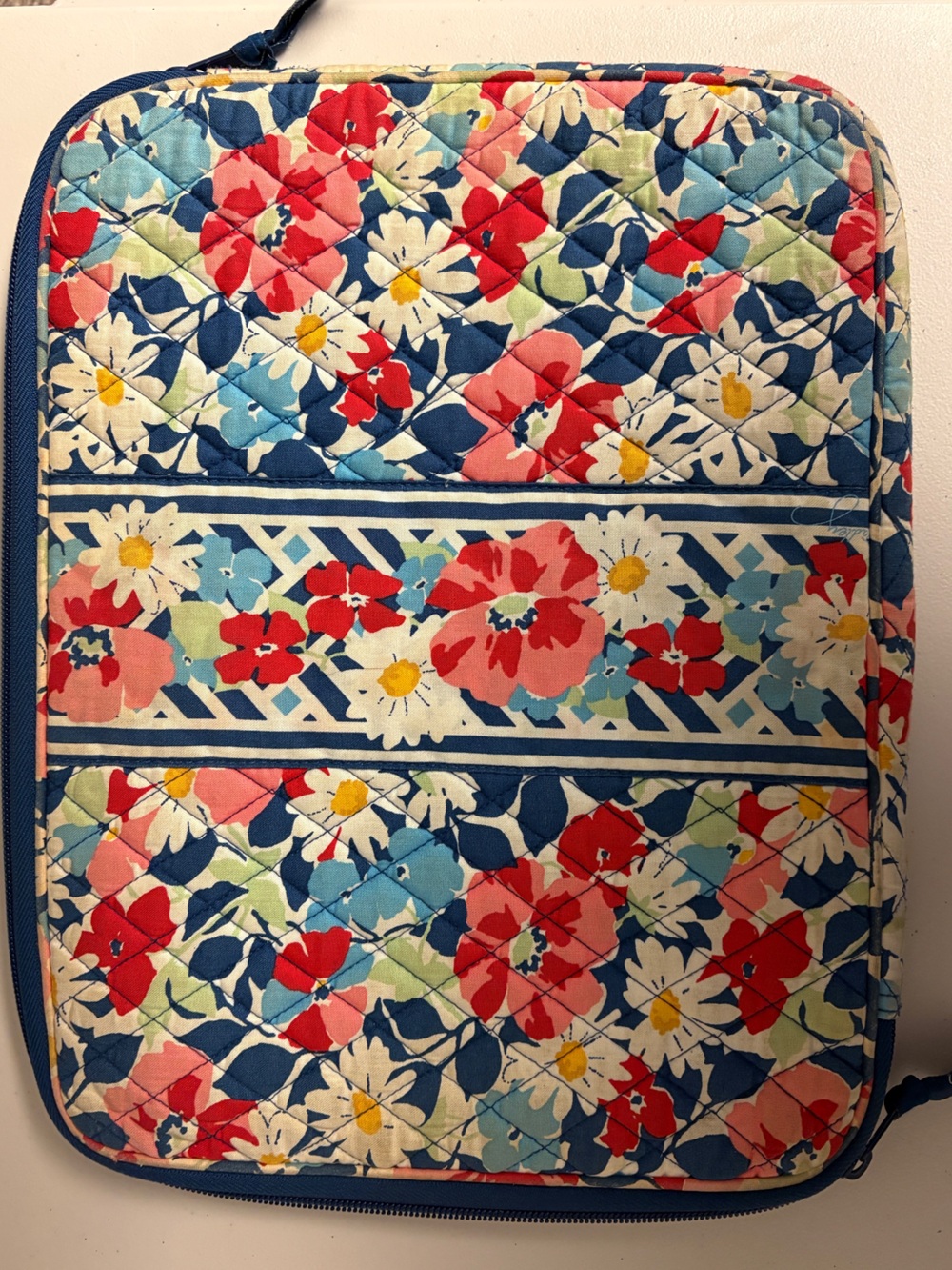 Vera Bradley Summer Cottage Quilted Laptop Tablet Zipper Sleeve Retired Floral